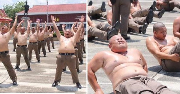  les policiers thaïlandais en surpoids envoyés dans un camp d’entraînement pour perdre du poids
