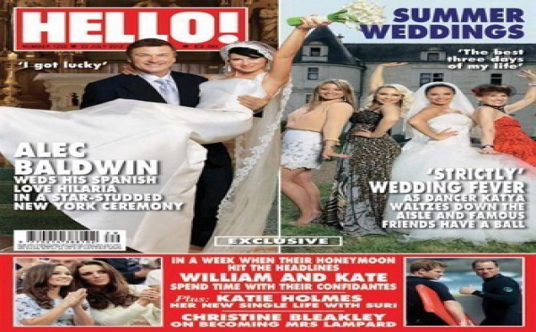 Alec Baldwin et sa femme en couverture du magazine Hello !