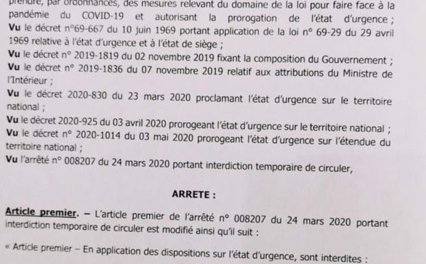 Arrêté pris après la déclaration présidentielle : Les nouvelles mesures d’Aly Ngouille Ndiaye