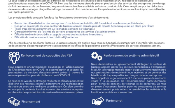 APPEL À L’ACTION, Association des Acteurs de l’Assainissement du Sénégal
