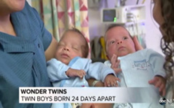 Des jumeaux nés avec 24 jours d'écart