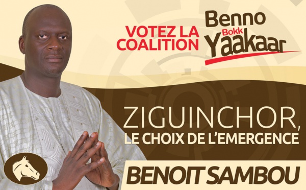 Les affiches de campagne de Benoit Sambou, candidat à la mairie de Ziguinchor