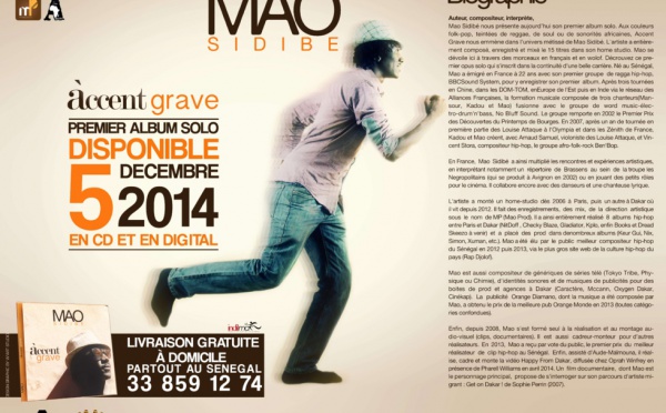 Accent grave, le premier album solo de Mao Sidibé, disponible à partir du 05 décembre