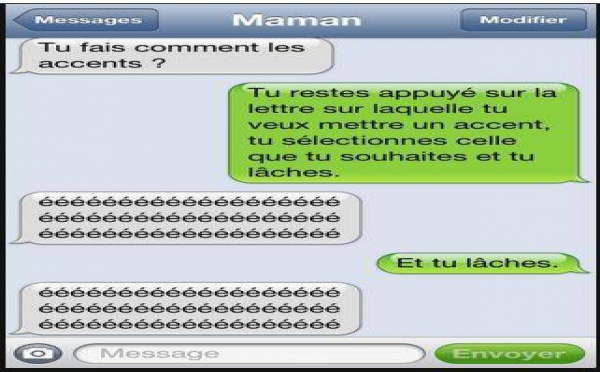 Des échanges sms entre une maman et son fils