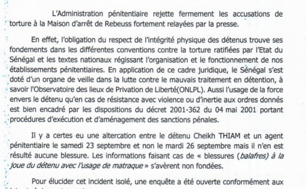 Supposée violence exercée sur un détenu à la MAC de Rebeuss : Les précisions de l’administration pénitentiaire