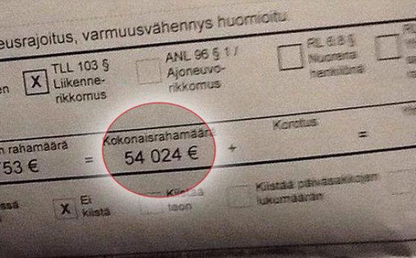 Il écope d'une amende de plus de 54 000 euros pour un excès de vitesse de 20km/h