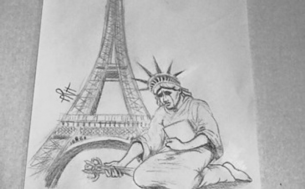 Le dessin touchant d’un pompier new-yorkais en soutien à Paris