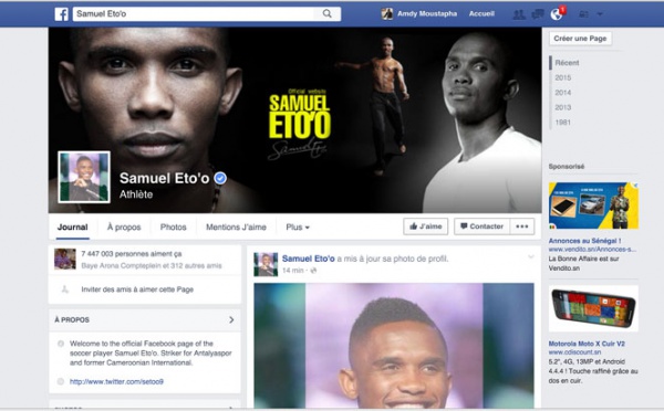 Drapeau france sur profils facebook : etoo choisit le Nigeria