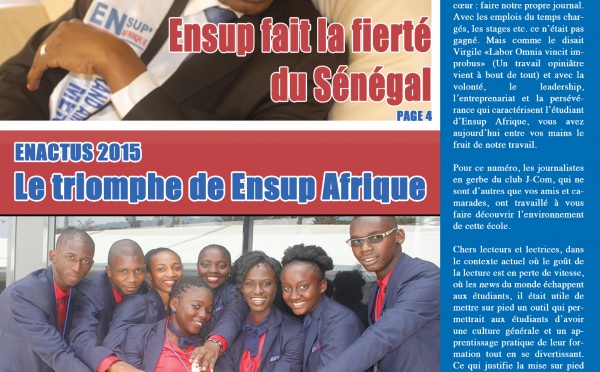 A la Une du journal d'Ensup Afrique realisé par les membres du club J-COM