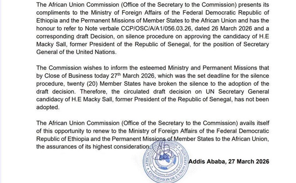 UA : 20 États membres bloquent la candidature de Macky Sall pour le poste de Secrétaire Général de l'ONU