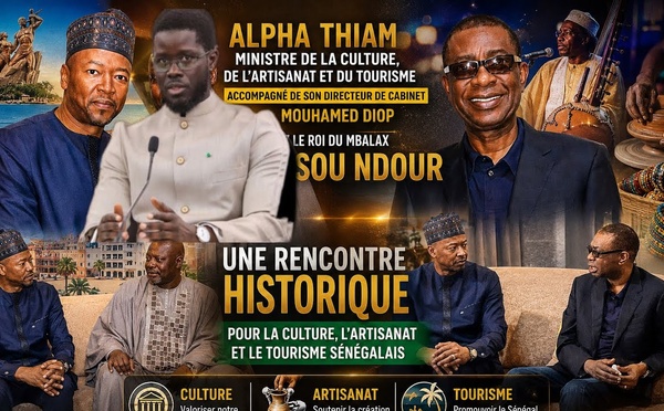 Chez Youssou Ndour, visite du Ministre de la culture de l’artisanat et du tourisme Mr Alpha THIAM (Vidéo)