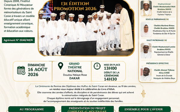 Dakar : les Huffaz du Saint Coran à l’honneur au Grand Théâtre le 16 août