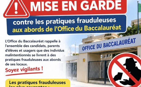 Le ministère de l'Enseignement supérieur alerte sur des pratiques frauduleuses autour de l'Office du Baccalauréat