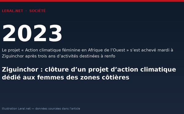 Ziguinchor : clôture d’un projet d’action climatique dédié aux femmes des zones côtières