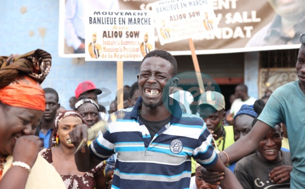 Le lutteur Yawou Dial  en plein délire lors de l'accueil de Macky Sall à Pikine