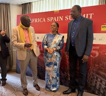 Madrid: Moubarak Lô, Mankeur Ndiaye, ancien Ministres des affaires étrangères et Mme Suzi Carla Barboza ancienne ministre des affaires étrangères de la Guinée Bissau au Sommet Espagne-Afrique