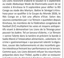 LES LIONS À KINSHASA ATTENTION À L'INTOXICATION ALIMENTAIRE!