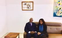 Amy Sarr Fall et l'ancien Président de la République du Sénégal, Abdou Diouf 