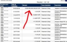 Il découvre deux mille milliards d'euros sur sa carte Visa