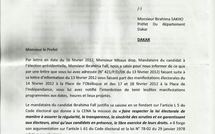 Voici la lettre de la CENA qui désavoue le préfet de Dakar et qui conforte Ibrahima Fall et le M23