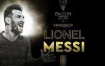 Lionel Messi (Barça) remporte le sixième Ballon d'Or France Football de sa carrière