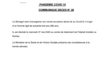 Covid-19:  Le Sénégal vient d'enregistrer son trente-neuvième décès