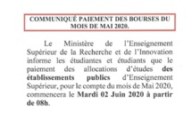 ALLOCATIONS D'ÉTUDES: Les bourses payées à partir de mardi