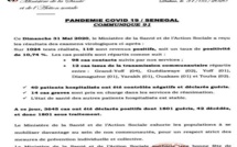 Infos sur la COVID-19: dimanche 31 mai 2020, sur 1024 tests réalisés, 110 sont positifs, 14 patients guéris