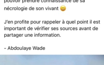 Me Abdoulaye Wade réagissant à la Fake News: « Il n’est pas donné à tous d’apprendre sa nécrologie… »
