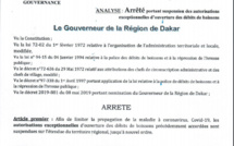 Suspension des autorisations exceptionnelles d'ouverture des débits de boissons: Le Gouverneur de Dakar sort un arrêté