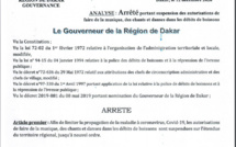 Voici l'arrêté portant suspension des autorisations de faire de la musique, des chants, et danses dans les débits de boissons(Documents)