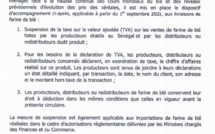 Suspension de la TVA sur la farine de blé (ministère des Finances)