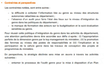 Budgétisation sensible au Genre: Comment l'intégration du Genre dans la planification opérationnelle des Ministères a été faite (Document, partie 2)