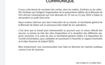 Communiqué de la Biennale de l’Art africain contemporain