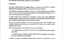 La date des élections du HCCT actée: Ce sera  pour le dimanche 4 septembre prochain (Document)