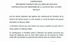 Retard de paiement pour certains contractuels: Le ministère de la Santé et de l'Action sociale précise