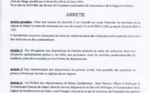 Arrêté du Gouverneur de la région de Dakar du 14 avril 2023, portant interdiction temporaire de vente de carburant en vrac