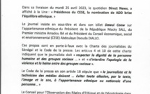 "La nomination de ADD brise l’équilibre ethnique": Le CORED condamne Direct News et invite les médias à faire preuve de responsabilité