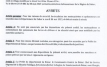 Département de Dakar: Arrêté portant interdiction temporaire de circulation de motos