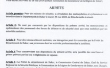 Procès Ousmane Sonko-Adji Sarr : Arrêté portant interdiction temporaire de circulation des motos dans le département de Dakar