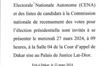 La Cour d'Appel va annoncer les résultats provisoires de l'élection présidentielle, ce mercredi, à 17 heures