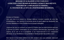 Fête de l'Indépendance du Sénégal : Le message de Sa Majesté Le Roi Charles Iii au Président Bassirou Diomaye Diakhar Faye