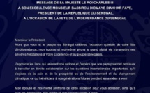 Fête de l'Indépendance du Sénégal : Le message de Sa Majesté Le Roi Charles Iii au Président Bassirou Diomaye Diakhar Faye