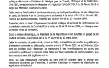 Le décret portant dissolution du Pastef abrogé (Document)