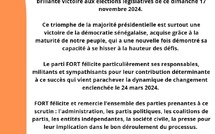 Législatives 2024 : Le parti Fort exprime ses sincères et chaleureuses félicitations à Pastef
