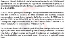 Prétendue dette du Sénégal à l’OMS : Le MSAS dément les rumeurs, blanchit l’Etat et apporte ses précisions