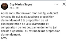 Proposition d'amendement de la loi d'amnistie : Guy Marius Sagna rétropédale, après concertation avec Amadou B^^a