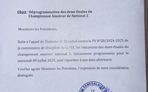 Suite à l'appel du Diamono vs Dahra : Les demi - finales de la nationale 2, reportées à une date ultérieure