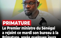 Après quelques jours de repos : Le Premier ministre Ousmane Sonko a regagné la Primature, ce mardi