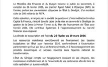 Le Sénégal lance son premier Appel Public à l'Épargne de l'année 2026
